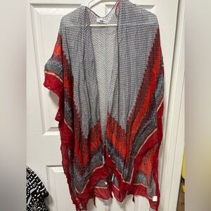 Woven Heart Blue and Gray Geometric Blouse